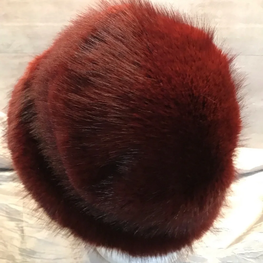 Elegant Red (wine) Faux Fur Women's Hat - Picture 5 of 5